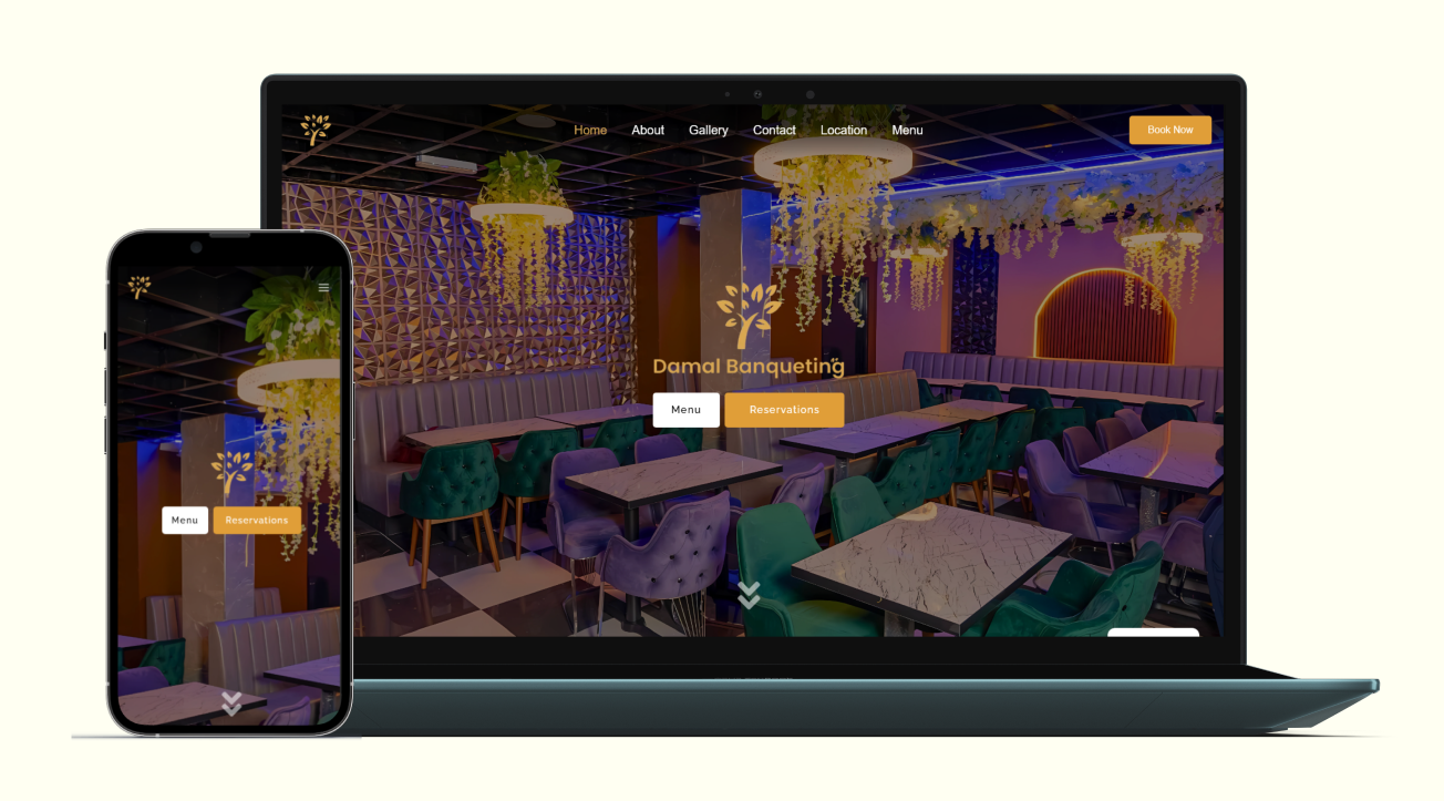Damal Banqueting website shown on devices